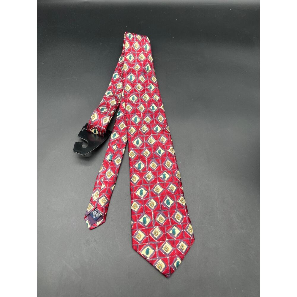 Vintage Lands' End Silk Tie Geometric Abstract #433